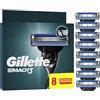 Gillette Mach3 Base Lame di ricarica da uomo, lame di ricarica da 8 Gillette