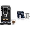 De'Longhi ECAM 350.15.B Macchina da caffè automatica in chicchi e polvere, Spegnimento programmabile, Display LCD one touch & De'Longhi DLSC060 Caraffa in Acciaio Inox Spazzolato, 350ml