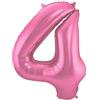 Folat 65904 Palloncino di Alluminio Numero Figura 4 Rosa Metallizzato Opaco 86 cm - Decorazione Palloncino di Elio per Compleanno, Anniversario