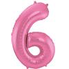 Folat 65906 Palloncino di Alluminio Numero Figura 6 Rosa Metallizzato Opaco 86 cm - Decorazione Palloncino di Elio per Compleanno, Anniversario