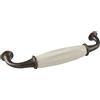 OBF Grimme 08684460.36 - Maniglia per armadio Nysa, larghezza 145 mm, ceramica/ZN avorio/bronzato, argento