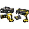 DeWalt DCK2068P2T - Set combinato professionale da 18 V, 5,0 Ah (composto da: trapano a percussione DCD778 e sega a sciabola DCS367, con 2 batterie, caricatore rapido), 18 V