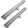 EMKE Canalina per doccia, 90 cm, in acciaio inox, piastrellabile, set completo di scarico per doccia, sifone con antiodore e filtro per capelli, scarico doccia, doppio lato per bagno