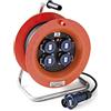 FAMATEL - Avvolgicavo 4 prese | IP67 | 50 metri | Con interruttore | 4 prese TT-16A-250V | Spina industriale 2P+T-16A-250V | Cavo neoprene 3x1,5