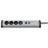 EHMANN 0216x0a048301 - Ciabatta elettrica a 4 ingressi + 1 USB, 1,5 m