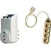 Electraline 92275 Set Programmatore Timer Digitale, Programmi Settimanali e Giornalieri, Presa Italiana, Bianco + Multipresa Fantasia con Cavo, 1.2 mt, Marrone