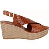 Viguera Sandali Espadrillas Donna in Pelle Goffrata, Con Zeppa - CUO (Cuoio)