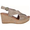 Viguera Sandali Espadrillas Donna in Pelle Goffrata, Con Zeppa - GRI (Grigio)