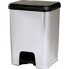 KITCHEN MOVE BAT-2579 - Pattumiera da cucina a pedale, 26 l, in plastica effetto metallo inox spazzolato lucido, 33 x 30 x 45 cm