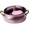 Baldassare Agnelli Pentole Agnelli ALCU108C28 Casseruola Bassa Bombata con Due Maniglie in Ottone e Coperchio, Rame liscio stagnato a mano, 28 cm
