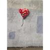 HOMEMANIA Quadro Ispirazioni D'Autore Bansky Cuore - Decorazione per Pareti, Muro - per Soggiorno, Camera - Stampa, Digitale, Disegno, Graffiti - Multicolore in Legno, Cotone, 50 x 70 x 3