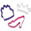 Wilton Cookie Cutter Princess 3 Pezzi: Tagliabiscotti Tema Principessa, Formine Biscotti Castello, Scarpa e Corona, per Biscotti, Fondant e Marzapane, DIY - Set/3