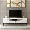 Homemania M.M.01.01.02.02175 Mobile Porta TV Moon con Ante, Cassetti da Salotto Bianco, Nero in Legno, Metallo, 150 x 37 x 45 cm