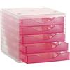 M-Office Freya Módulo 4005 De con 5 Cajones Color Traslúcido Fabricado En Poliestireno Resistencia Válido para Formatos DIN A4, Folios Y Subcarpetas,