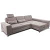 CAVADORE - Divano angolare Bali con schienale a destra, poggiatesta e cuscino per reni inclusi, con regolazione della profondità della seduta, letto e cassettiera, 286 x 92 x 176 cm, tessuto piatto: beige