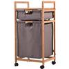 KITCHEN MOVE BAT-AJ2G-116 - Cesto portabiancheria, bambù, legno e grigio, 44 x 34 x 84 cm