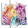 HOMEMANIA Quadro Zebra - 3 Pezzi - Animali - da Soggiorno, Camera - Multicolore in MDF, 57 x 0,3 x 60 cm