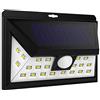 LUMI JARDIN Proiettore solare applique da parete potente 45 LED bianco DELTA H15cm con sensore di movimento nero