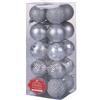 Galileo Casa Set 20 palle di Natale argento assortite Ø 6 cm, lucide, satinate e glitterate, Santa's House