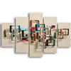 HOMEMANIA Quadro Cube - 5 Pezzi - Geometrico - da Soggiorno, Camera - Multicolore in MDF, 95 x 0,3 x 60 cm