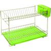 Sauvic Scolapiatti acciaio inossidabile, vassoio verde, piccolo 38,5x25x28 cm