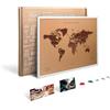 Miss Wood My World Map Stampa, Legno, Marrone/Bianco, 48 x 63 x 1.5 cm