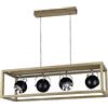 Homemania HOMBR_0276 Lampada a Sospensione Cubos II, Legno/Nero, 120 x 30 x 90 cm