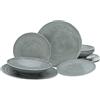 CREATABLE 33068, serie Sofia - Stone, set di piatti, 12 pezzi, grigio