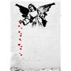 HOMEMANIA Quadro Ispirazioni D'Autore Bansky Angelo - Decorazione per Pareti, Muro - per Soggiorno, Camera - Stampa, Digitale, Disegno, Graffiti - Multicolore in Legno, Cotone, 70 x 100 x 3