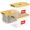 Cetomo 90L*3 Scatole di Stoccaggio, Scatole Portaoggetti con Coperchio, Organizzatore con Manico, Contenitori per Casa e Ufficio, Impilabile, Resistente, Chiaro, Giallo, Plastica, 90L-Confezione da 3