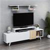Homemania LR01 Mobile Porta TV Lara con Mensola, Ante, Ripiani da Soggiorno Bianco, Rovere in Legno, 161 x 29,5 x 58 cm