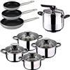 San Ignacio Pentola a Pressione 7 Litri + Batteria Cucina 8 Pezzi + Set 3 padelle cromate, Unica