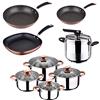 San Ignacio MOMA - Set di pentole a Pressione 7 l Duna + Batteria da Cucina, 8 Pezzi Sip + 3 padelle + griglia 28, Cromato