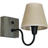 Homemania HOMAX_4510 Lampada da Parete Gru Applique, Nero, Grigio in Metallo, Legno, Tessuto, 25 x 15 x 30 cm