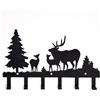 HOMEMANIA Appendiabiti Natale - Animali, Foresta, Cervo - con Ganci - Decorazione da Parete, Wall Art, Muro - da Ingresso, Corridoio - Nero in Metallo, 42 x 2 x 28 cm