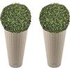 WELL HOME MOBILIARIO & DECORACIÓN Doppio set di vaso Rato da 27 litri con inserto 30 x 30 x 57,2 cm colore moka + sfera da boj diametro 36 cm