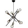 HOMEMANIA Lampada a Sospensione Opa - Lampadario - da Soffitto - Nero, Oro in Metallo, 55 x 55 x 106 cm, 6 x E27, Max 40W