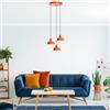 Opviq Elegante chandelier arancione, corpo in metallo, diametro 45 cm, altezza regolabile 75 - 108 cm, 3 prese E27, perfetto per spazi moderni | IP20 Rated