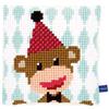 Vervaco Kit Cuscino Punto Croce SCIMMIA DEL CIRCO I Set Ricamo Principianti Cuscini Gobelin Decorativi ca. 25 x 25 cm Accessori Per Lavoretti Creativi DIY Casa Decor Hobby Adulti Cross Stitch