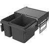 VAUTH-SAGEL Envi Space - Pattumiera da incasso a 2 scomparti, completamente estraibile, con smorzamento e alimentatore automatico, 1 x 16 litri e 1 x 29 litri, in plastica, colore: grigio lava
