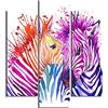 HOMEMANIA Quadro Zebra - 3 Pezzi - Animali - da Soggiorno, Camera - Multicolore in MDF, 57 x 0,3 x 60 cm