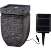 dobar® 96101e Hera - Fontana da giardino con illuminazione a LED, in poliresina, fontana decorativa per esterni, in pietra artificiale, 25 x 25 x 40 cm, grigio