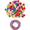 Homéa, Assortimento di perline in legno alfabeto e cubetti, circa 100 g, multicolore