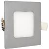 Tibelec 306640 Spot piatto da incasso quadrato LED 350 lumen metallo/vetro 6 W Integrated Argento 120 X 120 mm