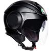 AGV Orbyt ECE 22-05 Solid Casco Moto Jet ECE 22-05 con Visierino Parasole, Nero Opaco, L