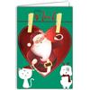 Afie Biglietto di Babbo Natale Buon Natale rosso brillante con busta bianca, formato 12 x 17,5 cm, motivo a cuore, decorazione per gatti, cani, animali, cappello, per i migliori auguri di fine anno, per