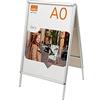 Nobo Espositore / Pannello per Poster con Cornice a Scatto, Autoportante con Cavalletto, Bifacciale, Finiture in Alluminio, Copertura Protettiva Antiriflesso, Formato A0, 900 x 1485 x 70 mm - Argento