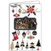 Afie 61-6053 Biglietto Buon Natale con Busta e Collage in oro dorato brillante scintillante ghirlanda luminosa palle decorazioni alberi Poinsettia stella Calza Regali Babbo Natale