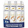 DOVE - Deodorante da donna Advanced Care noce di cocco e fiore di gelsomino - Spray antitraspirante - Cura delle ascelle giornaliera - 72 ore di protezione - 200 ml