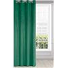 Eurofirany Tenda in velluto con motivo geometrico a ventaglio e occhielli, 1 pezzo, effetto velluto, soffice, moderna, per soggiorno, camera da letto, 140 x 250 cm, struttura in velluto 3D, verde mare